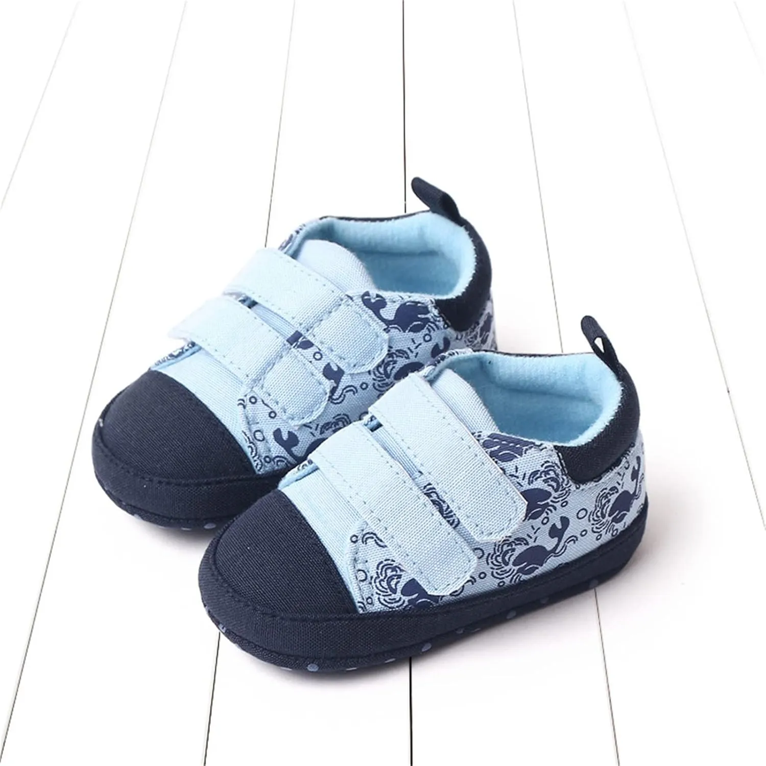 Infant Toddler Canvas Prewalker Lightweight Flat Bottom Walking Shoes Boys Girls Double Strap Sports Sneakers