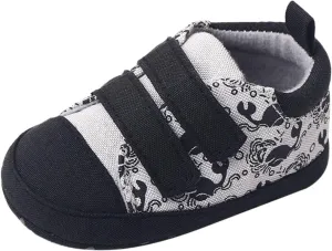 Infant Toddler Canvas Prewalker Lightweight Flat Bottom Walking Shoes Boys Girls Double Strap Sports Sneakers