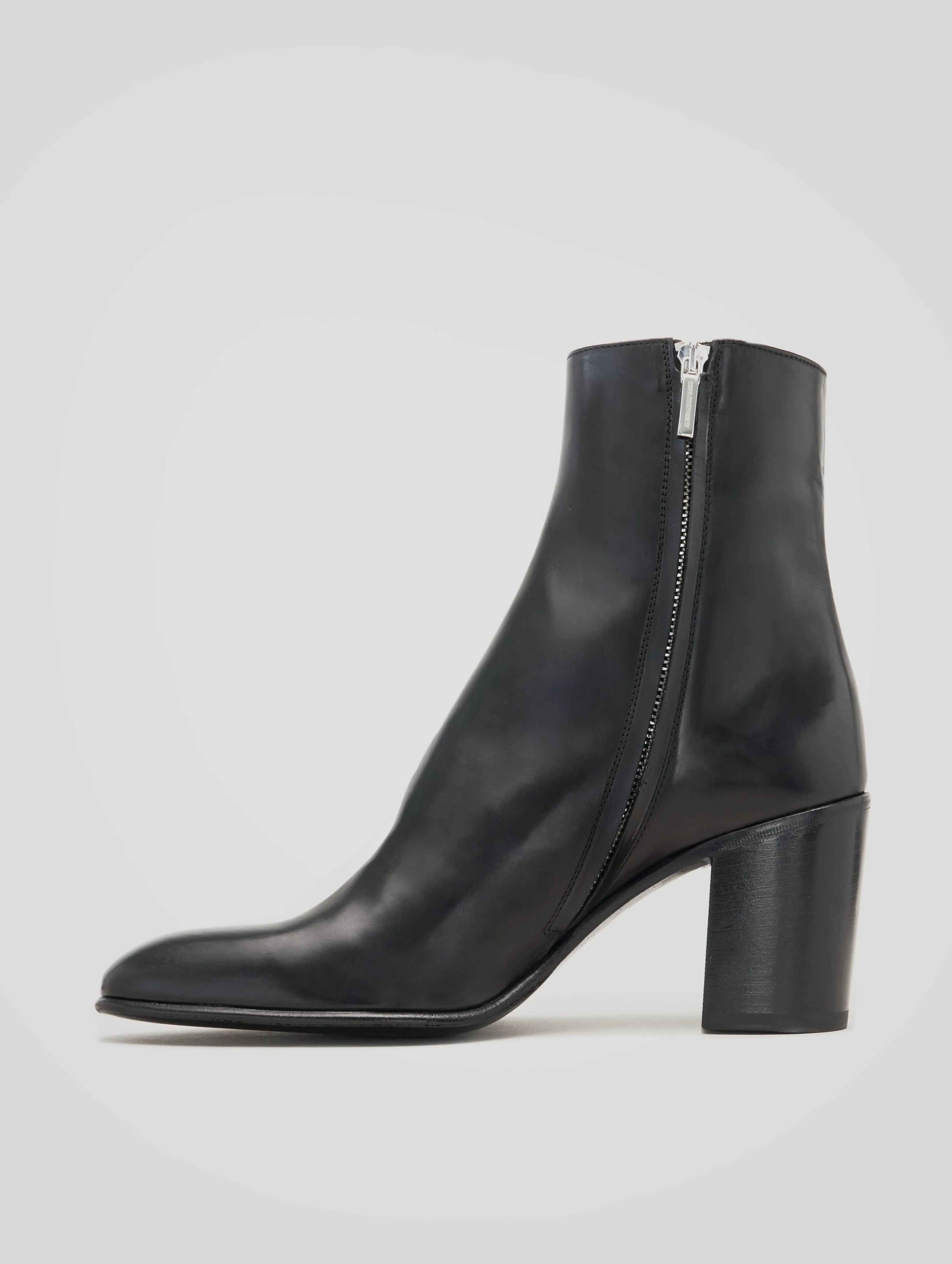 JANIS 80MM ANKLE BOOT IN BLACK CALFSKIN