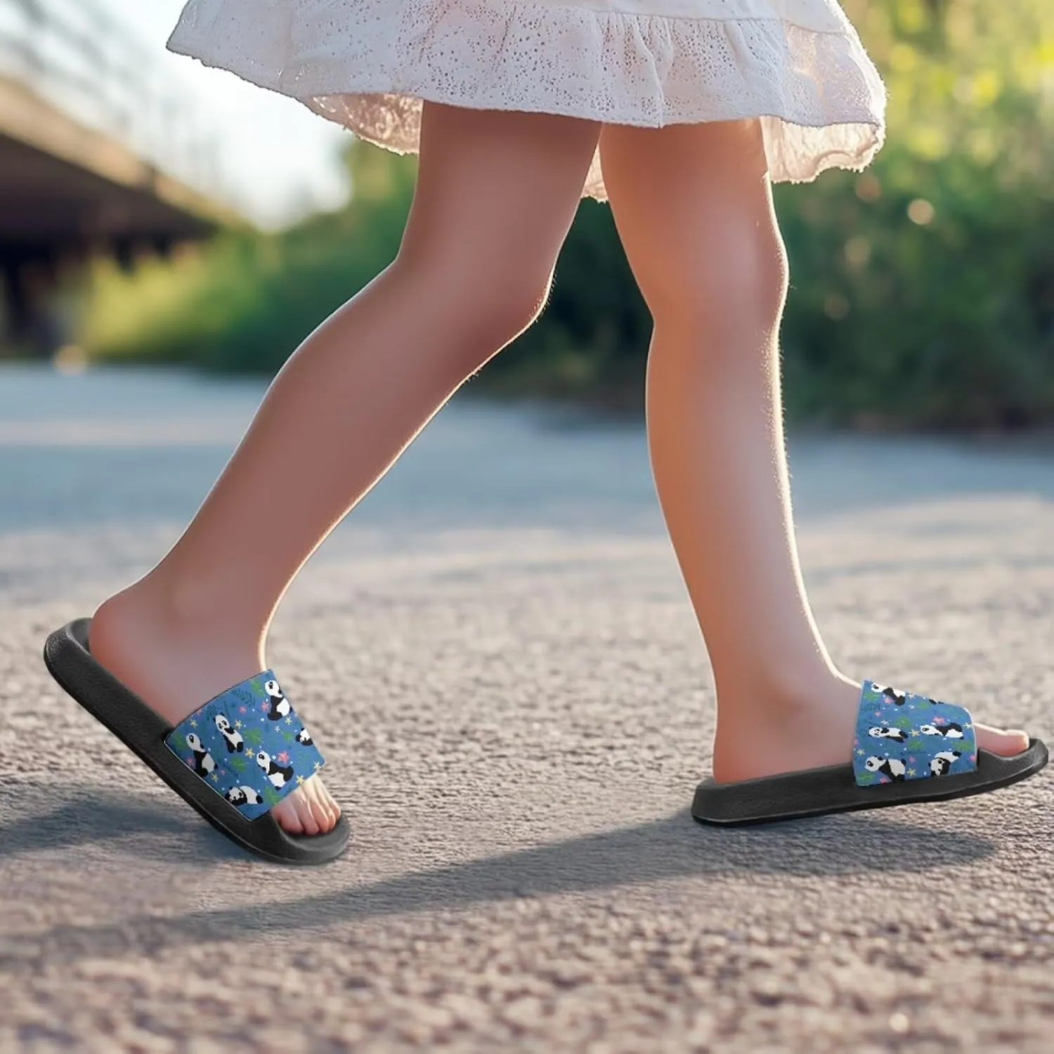 Jeiento Kids Slides for Boy Girl Soft Comfort Children Home Shoes Non-Slip Novelty Open Toe Sandal Youth Shower Shoes
