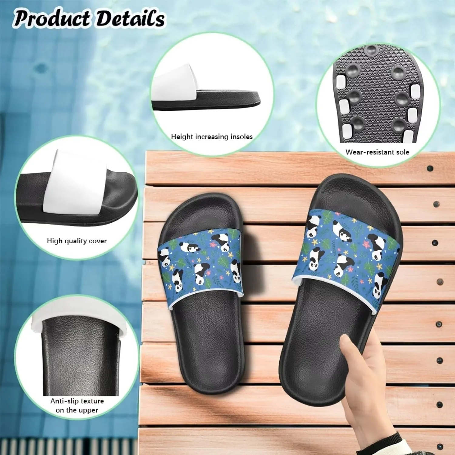 Jeiento Kids Slides for Boy Girl Soft Comfort Children Home Shoes Non-Slip Novelty Open Toe Sandal Youth Shower Shoes
