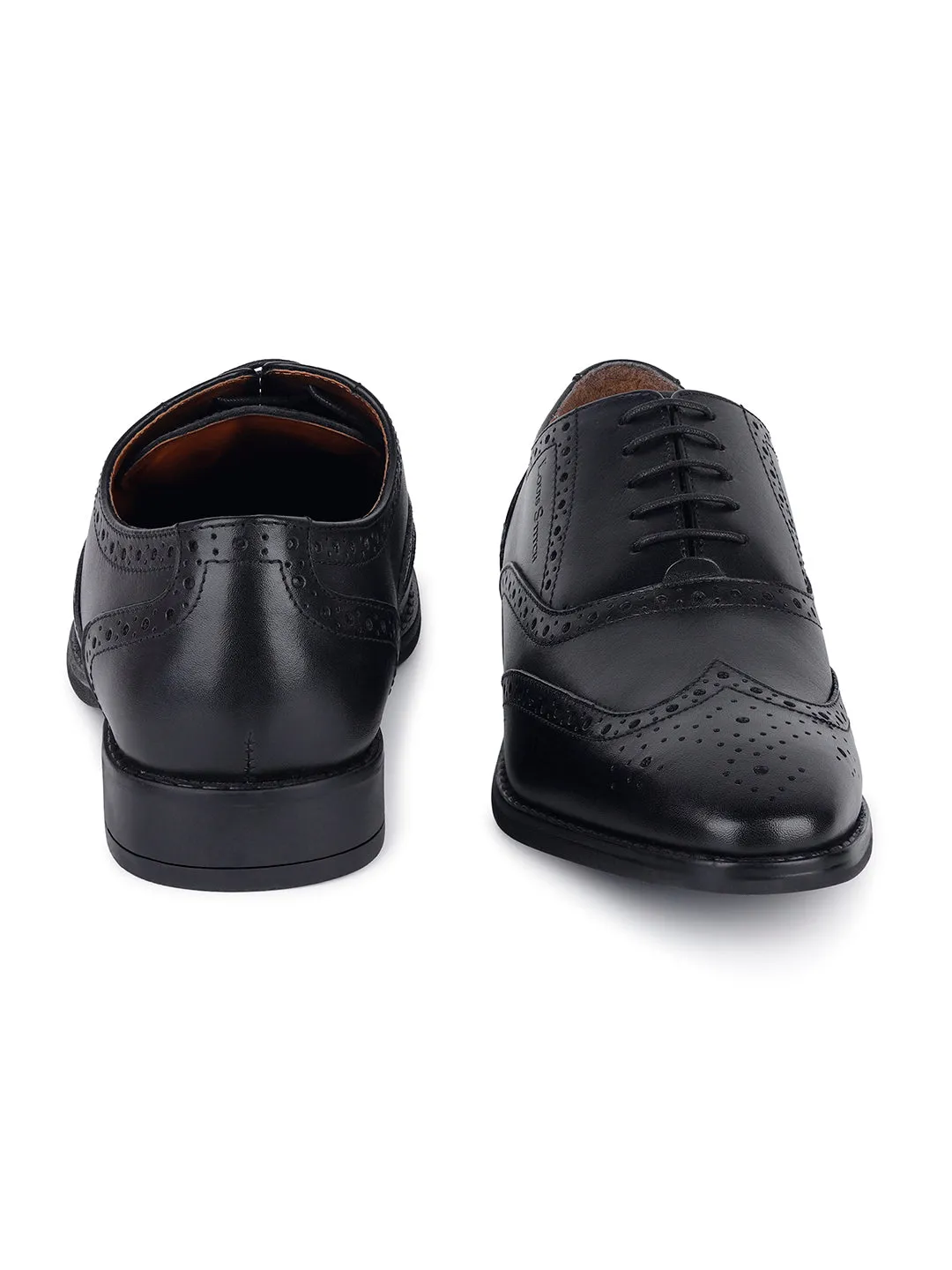 Jet Black Egyptian Crust Leather Wingtip Brogue Shoes