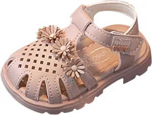 Kids Closed Toe Flower Sandals With Strap Rubber Sole ow Heels Soft Beach Shoes Toddler Summer Outdoor Pool Loafers