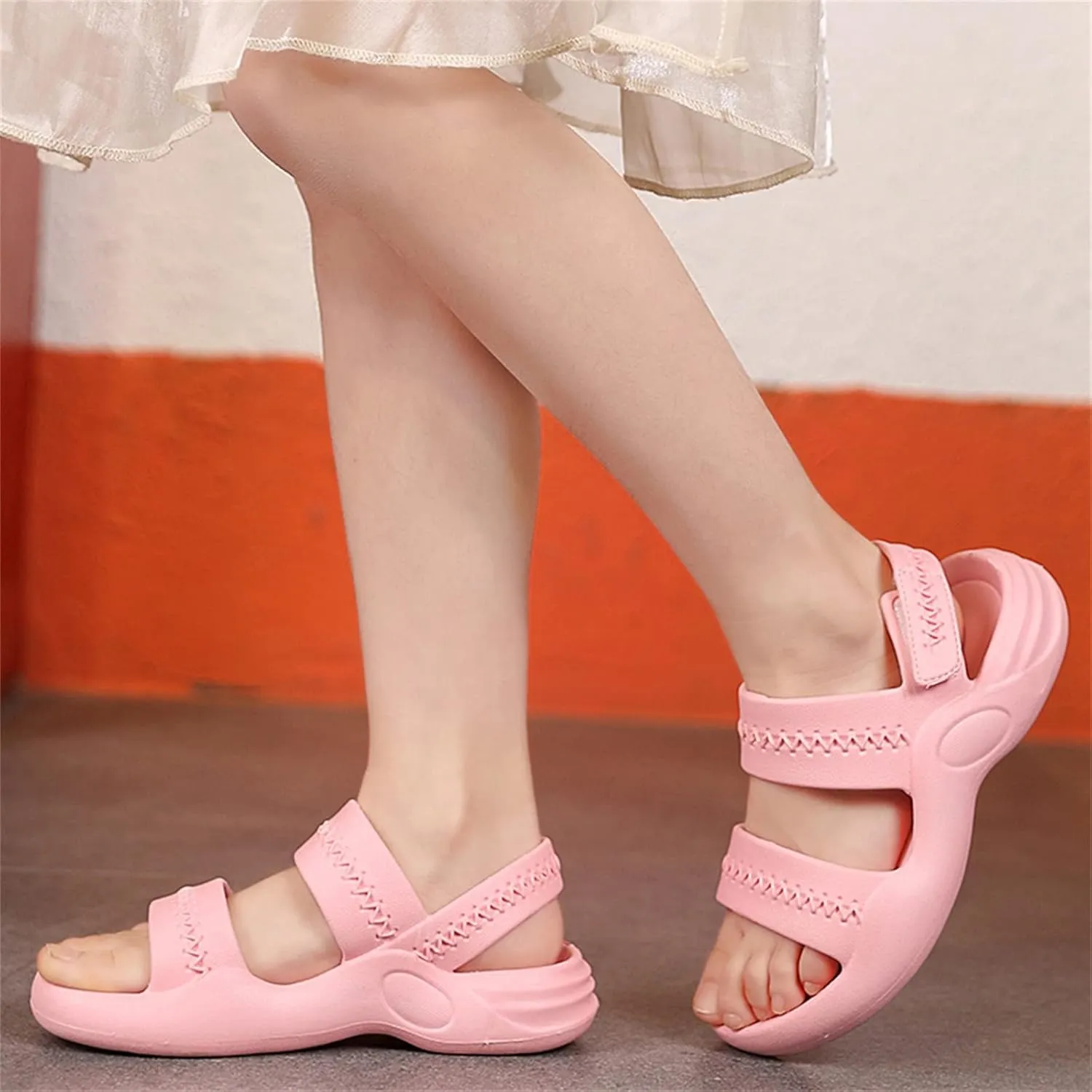 Kids Open Toe Sandals With Strap Foam Slip On Wide Shoes Toddler Baby Boys Girls Shower Sandles Beach Slippers Summer