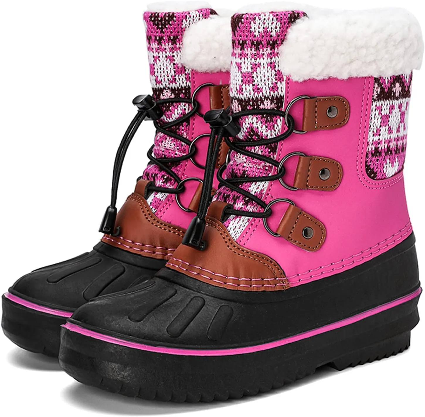 Kids Snow Boots Girls Boys Outdoor Plus Velvet Warm Ski Shoes Toddler Water Proof Anti-slip Mid Calf Booties