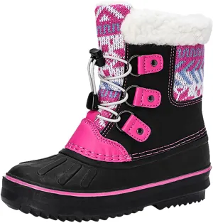 Kids Snow Boots Girls Boys Outdoor Plus Velvet Warm Ski Shoes Toddler Water Proof Anti-slip Mid Calf Booties