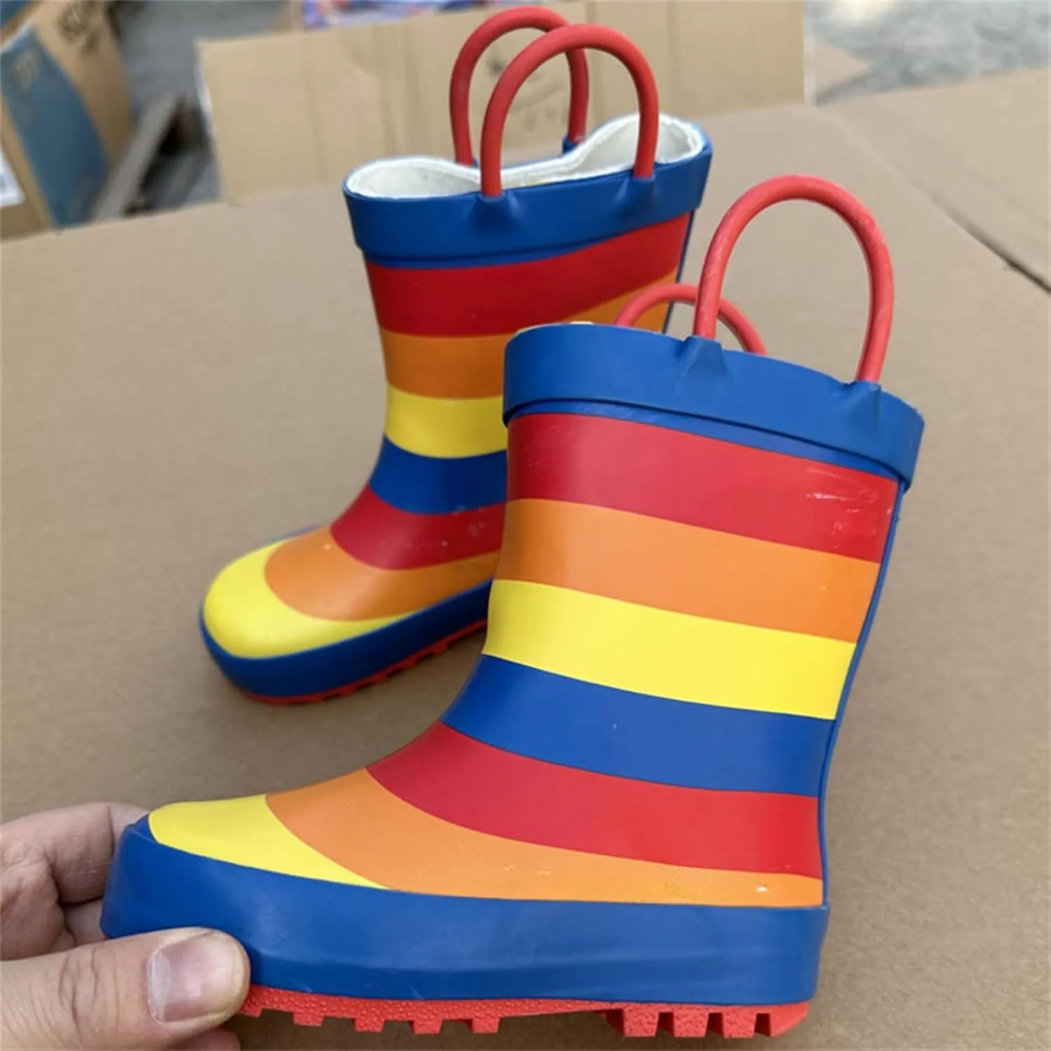 Kids Unisex Rainbow Rain Boots Lightweight Soft Rubber Boot for Toddler Kids Youth Insulated Cat And Boys Snow Boots