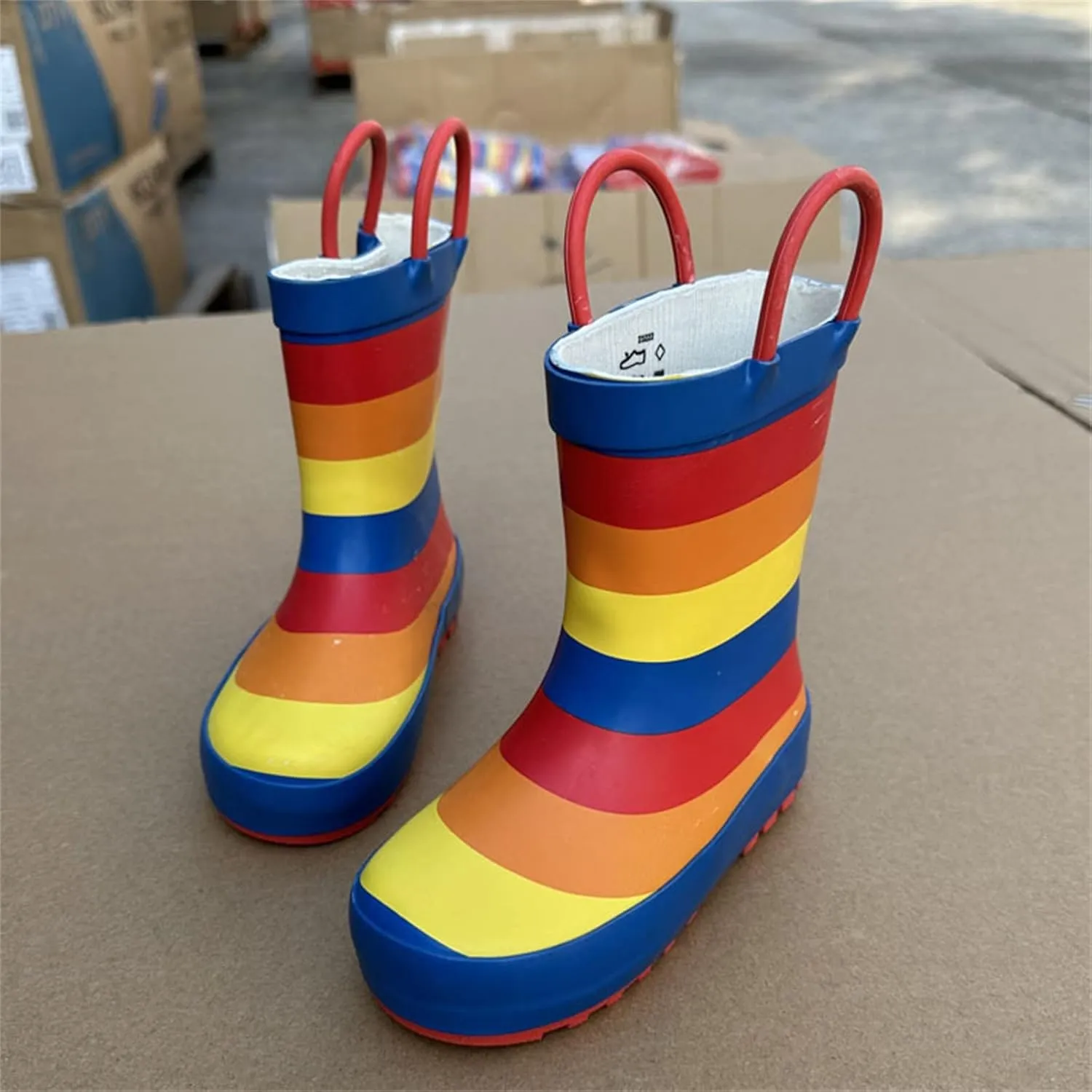 Kids Unisex Rainbow Rain Boots Lightweight Soft Rubber Boot for Toddler Kids Youth Insulated Cat And Boys Snow Boots