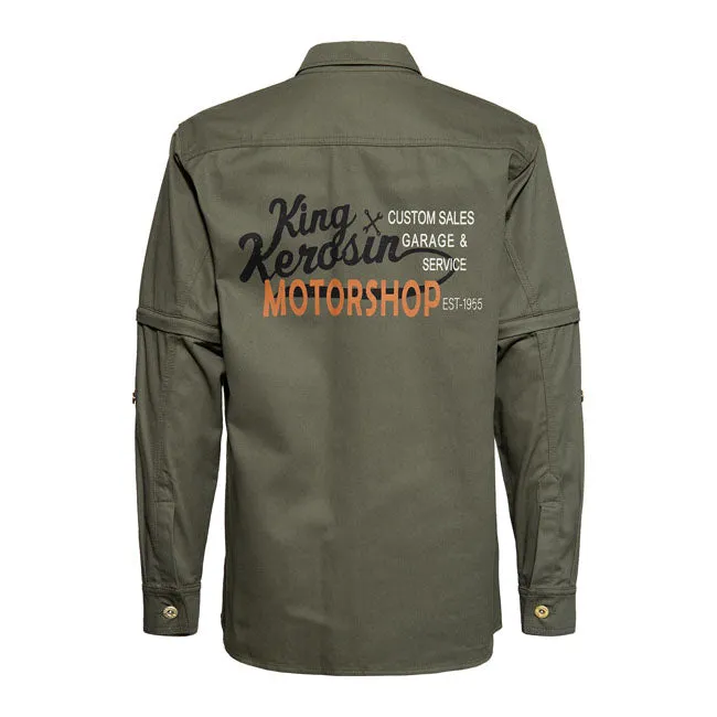 King Kerosin Motorshop Workwear Shirt Military Green