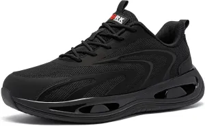 LARNMERN Wide Steel Toe Shoes for Women Slip Resistant Work Safety Sneakers Lightweight Comfortable Breathable Tennis Shoe Industrial Construction Boots(10 Wide Women, Black)