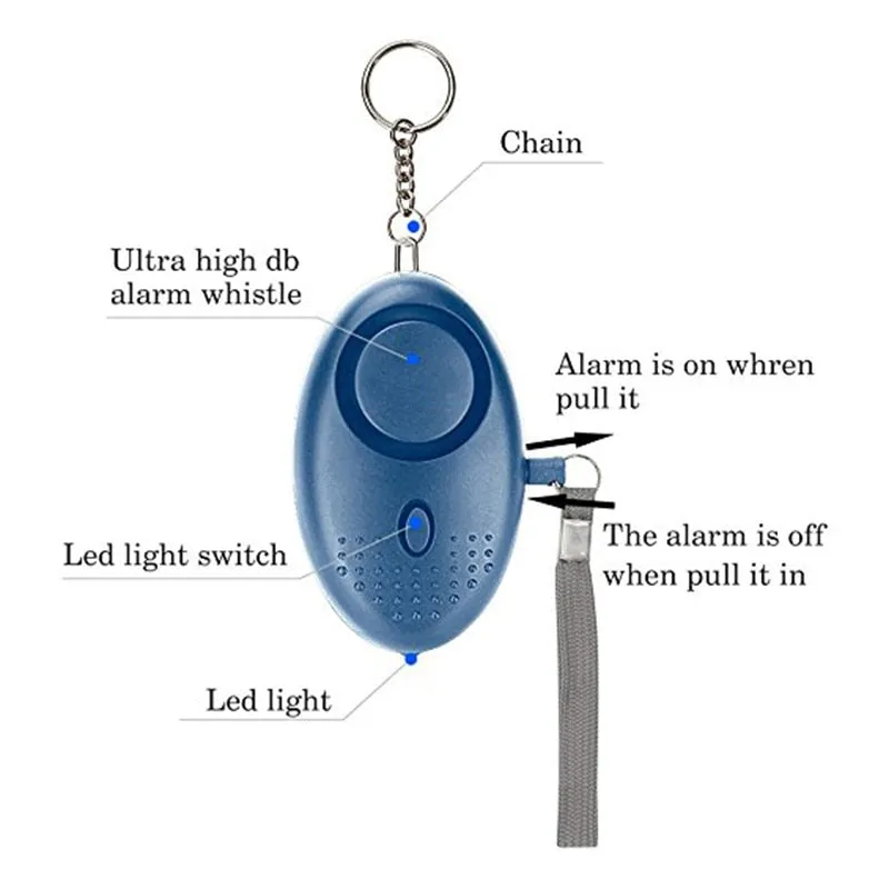 LED Light Safety Key Chain Portable Emergency Personal Security Alarms Self-Defense 130db