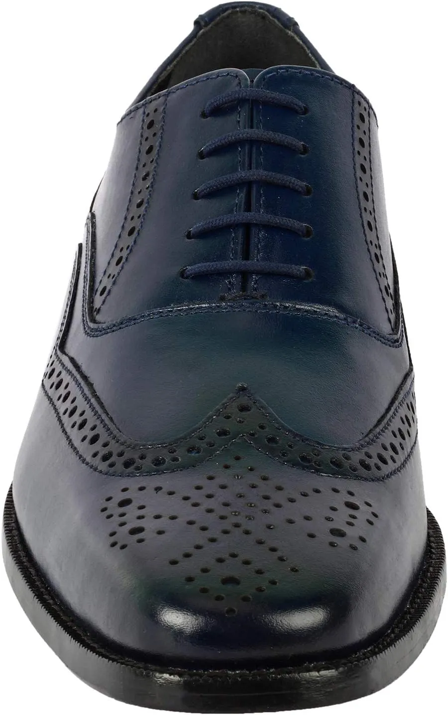 LIBERTYZENO Mens Wingtip Brogue Genuine Leather Adults Lace Up Oxford Dress Shoes for Easter Gift