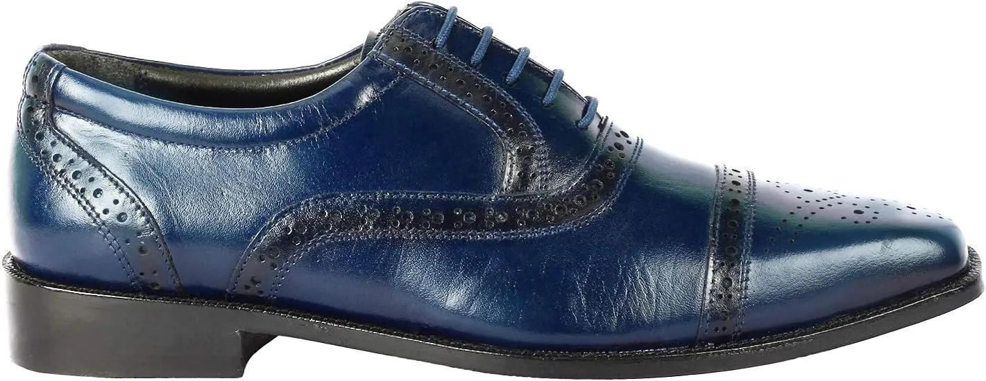 LIBERTYZENO Mens Wingtip Brogue Genuine Leather Adults Lace Up Oxford Dress Shoes for Easter Gift