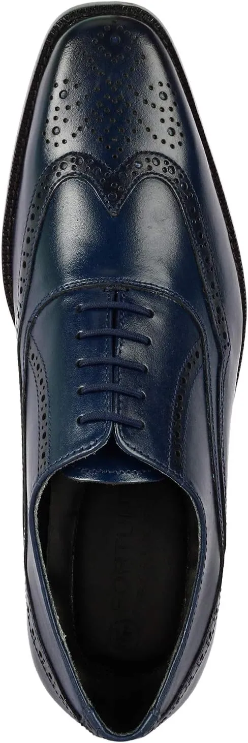 LIBERTYZENO Mens Wingtip Brogue Genuine Leather Adults Lace Up Oxford Dress Shoes for Easter Gift