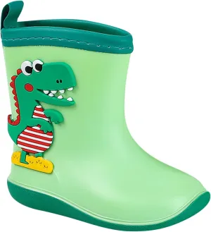 Little Child Toddler Boys Girls Rain Boots Dinosaur Print Non Slip Flat Rain Shoes Mud Boots Kids Rubber Boot