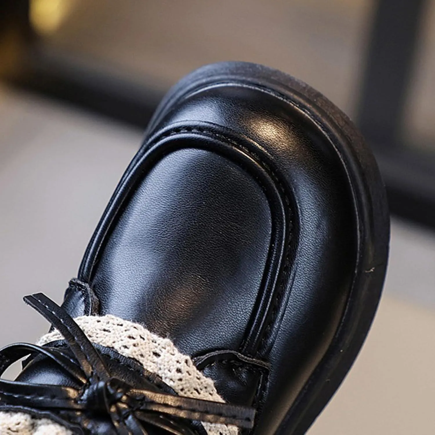 Little Girls Winter Cute Bowknot Short Dress Boot Princess Low Heel Anti Slip Comfortable Fashion Leather Shoes