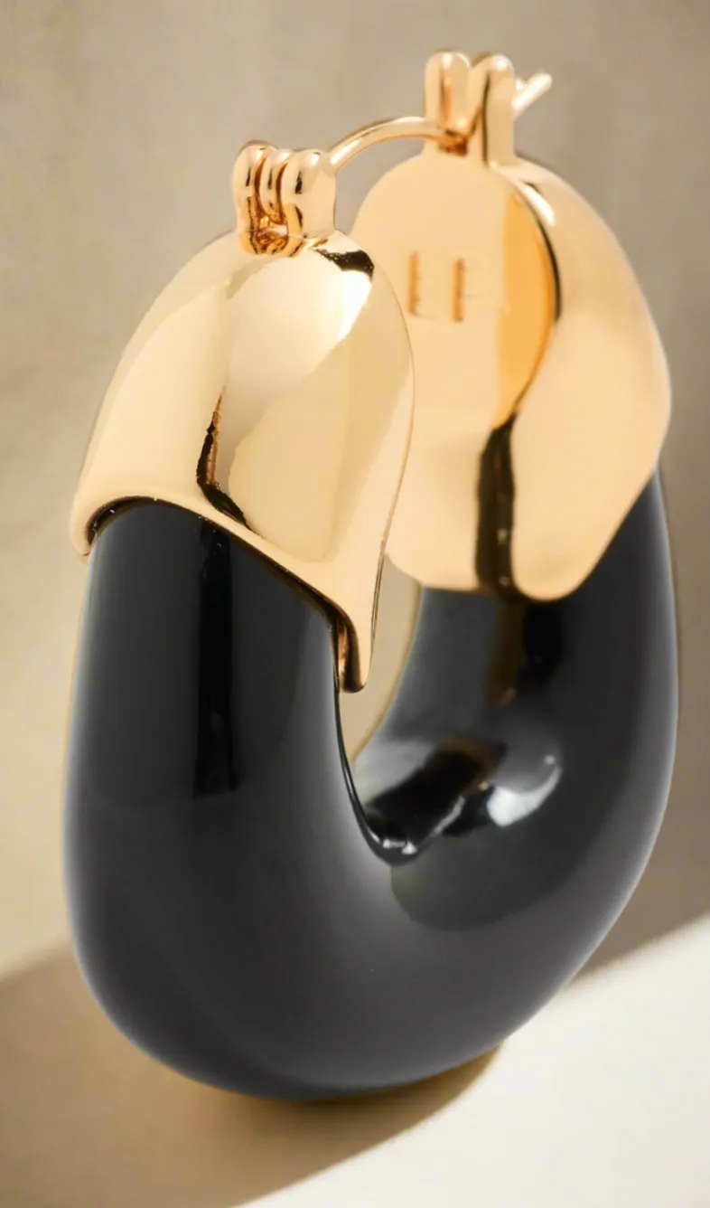 Lizzie Fortunato Women's Black And Gold Organic Hoop Earrings