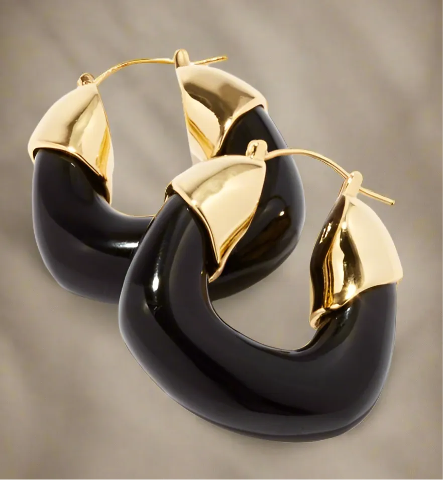 Lizzie Fortunato Women's Black And Gold Organic Hoop Earrings