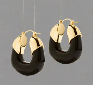Lizzie Fortunato Women's Black And Gold Organic Hoop Earrings