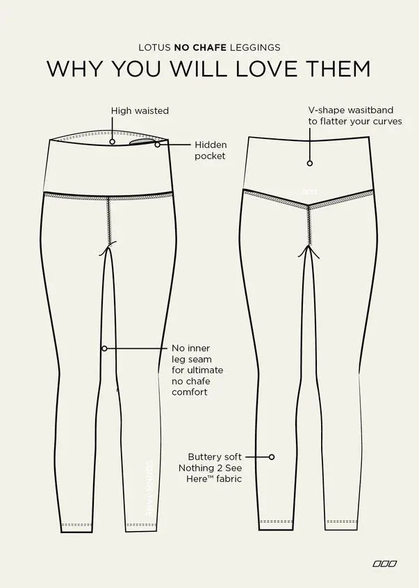 Lorna Jane Activewear | Lotus No Chafe 3/4 Leggings | Black