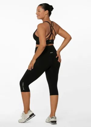 Lorna Jane Activewear | Lotus No Chafe 3/4 Leggings | Black