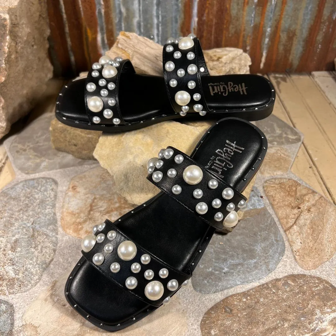 Marie Black & Pearl Slide Sandals