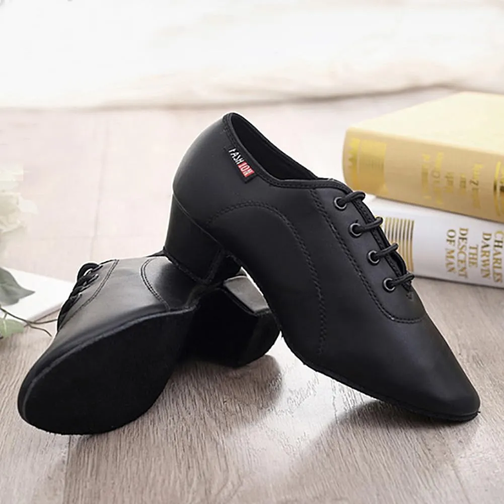 Mens Boys Latin Dance Shoes Lace-up Ballroom Shoes Tango Waltz Salsa Professional Modern Dance Performance Shoes