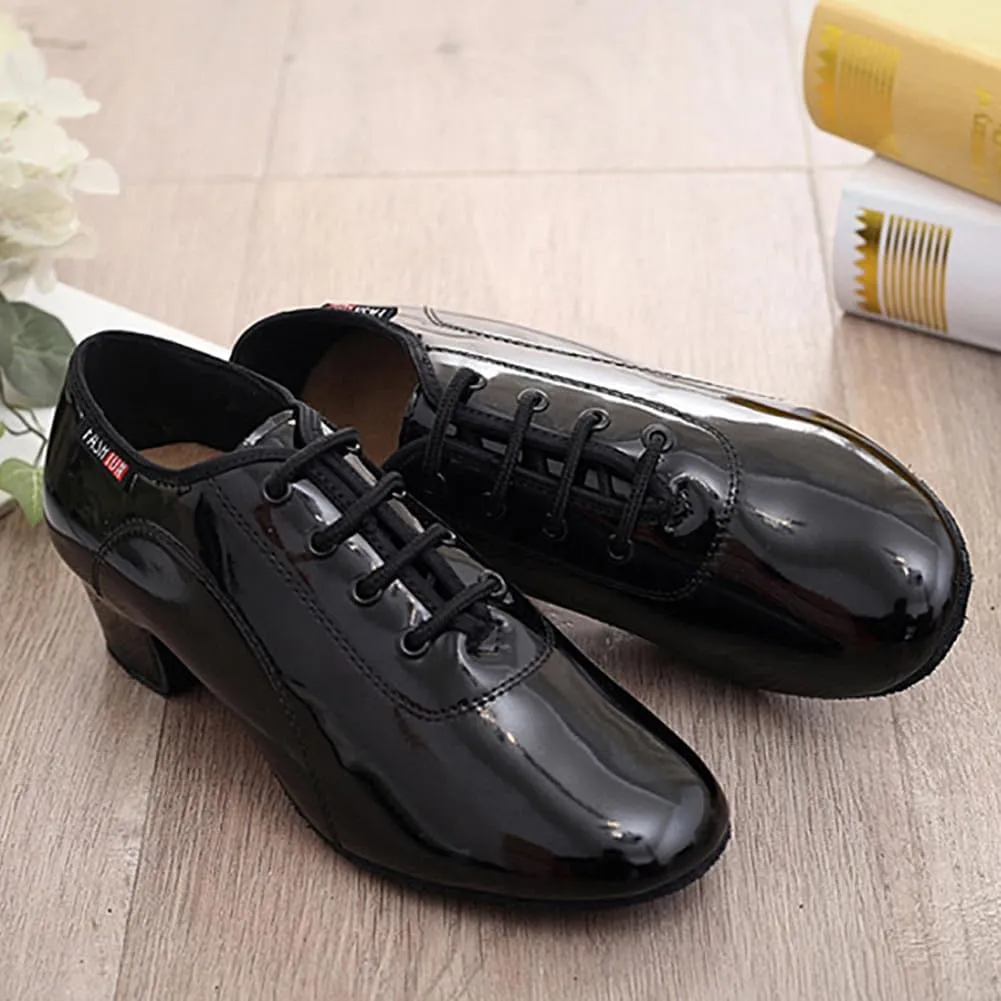 Mens Boys Latin Dance Shoes Lace-up Ballroom Shoes Tango Waltz Salsa Professional Modern Dance Performance Shoes