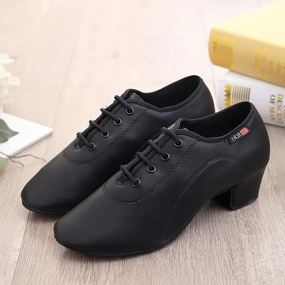 Mens Boys Latin Dance Shoes Lace-up Ballroom Shoes Tango Waltz Salsa Professional Modern Dance Performance Shoes