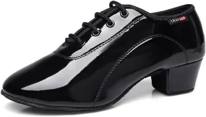 Mens Boys Latin Dance Shoes Lace-up Ballroom Shoes Tango Waltz Salsa Professional Modern Dance Performance Shoes