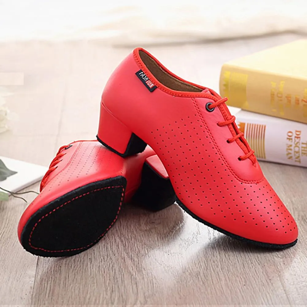 Mens Boys Latin Dance Shoes Lace-up Ballroom Shoes Tango Waltz Salsa Professional Modern Dance Performance Shoes