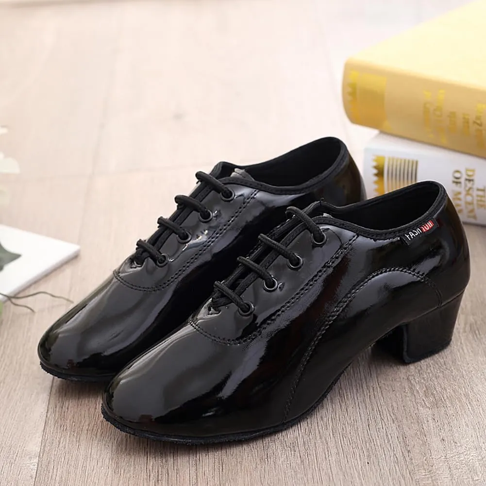 Mens Boys Latin Dance Shoes Lace-up Ballroom Shoes Tango Waltz Salsa Professional Modern Dance Performance Shoes