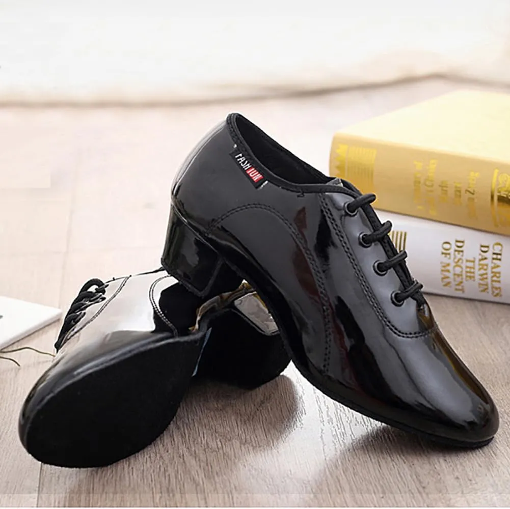 Mens Boys Latin Dance Shoes Lace-up Ballroom Shoes Tango Waltz Salsa Professional Modern Dance Performance Shoes