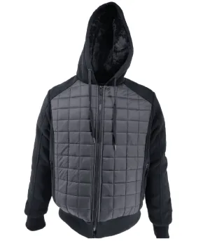 Mens Insulated Baffle Jacket Black Men Hooded Winter Warm Zipper Knitted Sweater Coat