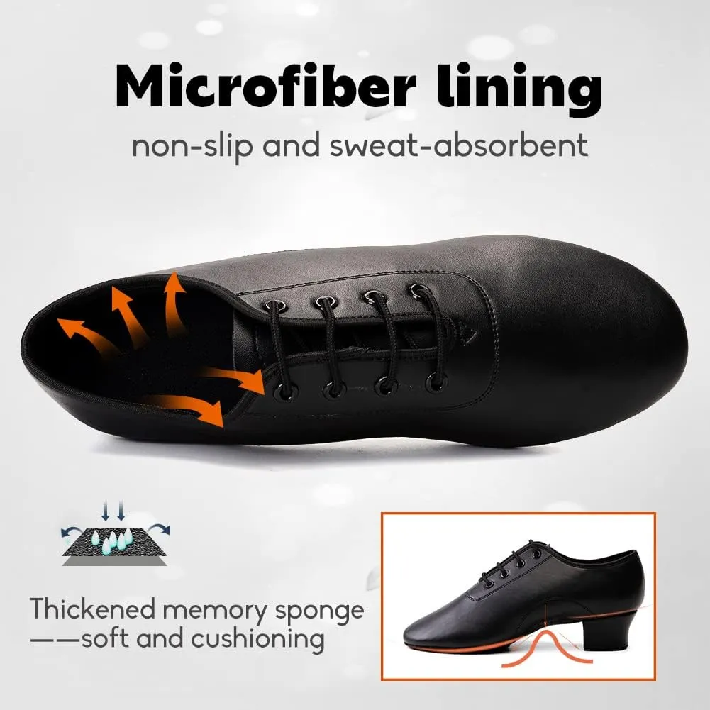 Men's Latin Dance Shoes Lace-up Boys Ballroom Shoes Tango Waltz Salsa Modern Dance Performance Professional Shoes