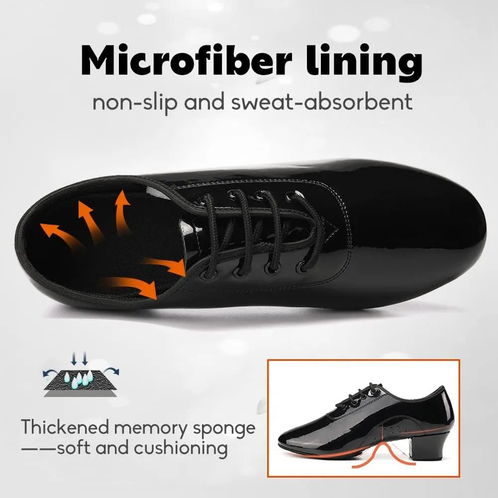 Men's Latin Dance Shoes Lace-up Boys Ballroom Shoes Tango Waltz Salsa Modern Dance Performance Professional Shoes