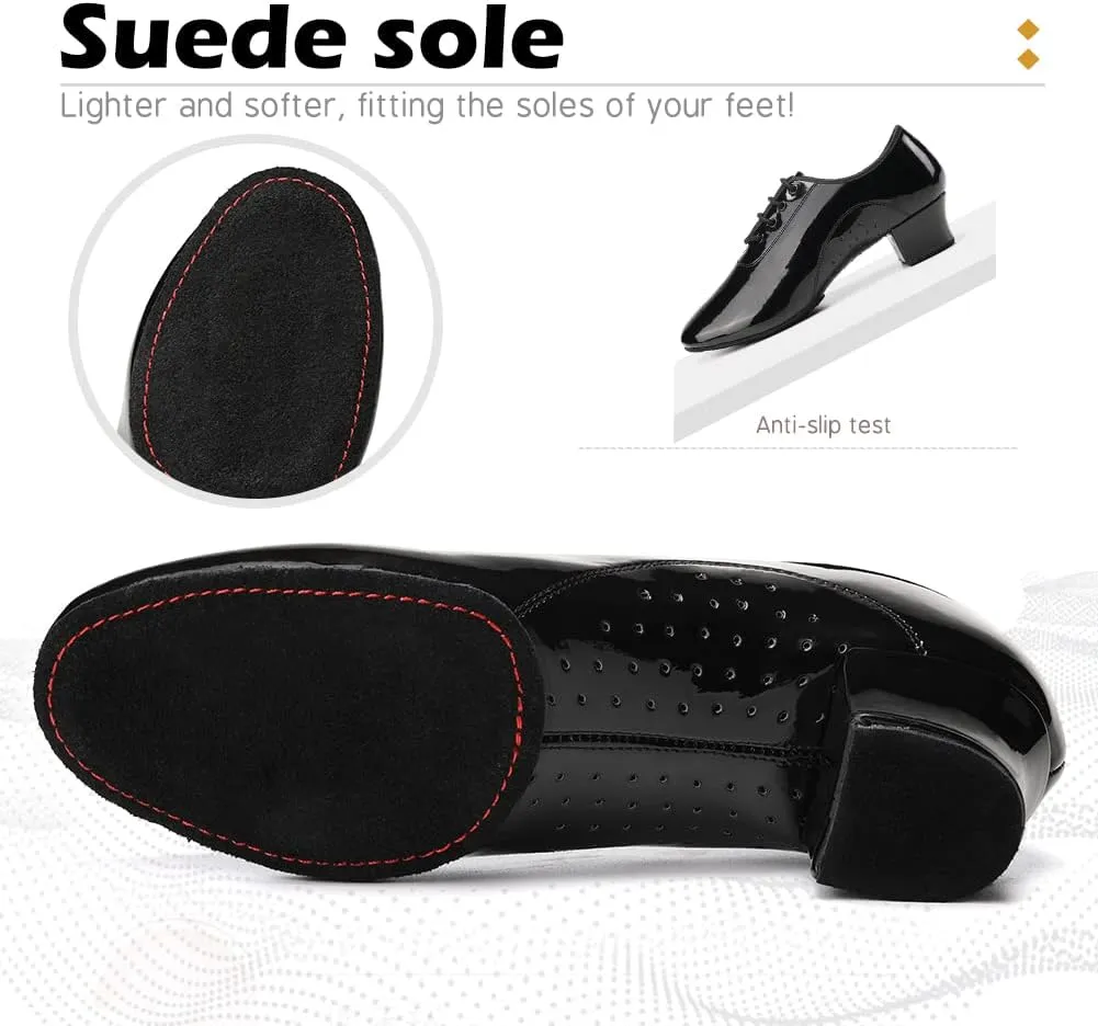 Men's Latin Dance Shoes Lace-up Boys Ballroom Shoes Tango Waltz Salsa Modern Dance Performance Professional Shoes