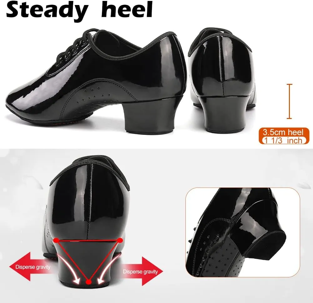 Men's Latin Dance Shoes Lace-up Boys Ballroom Shoes Tango Waltz Salsa Modern Dance Performance Professional Shoes