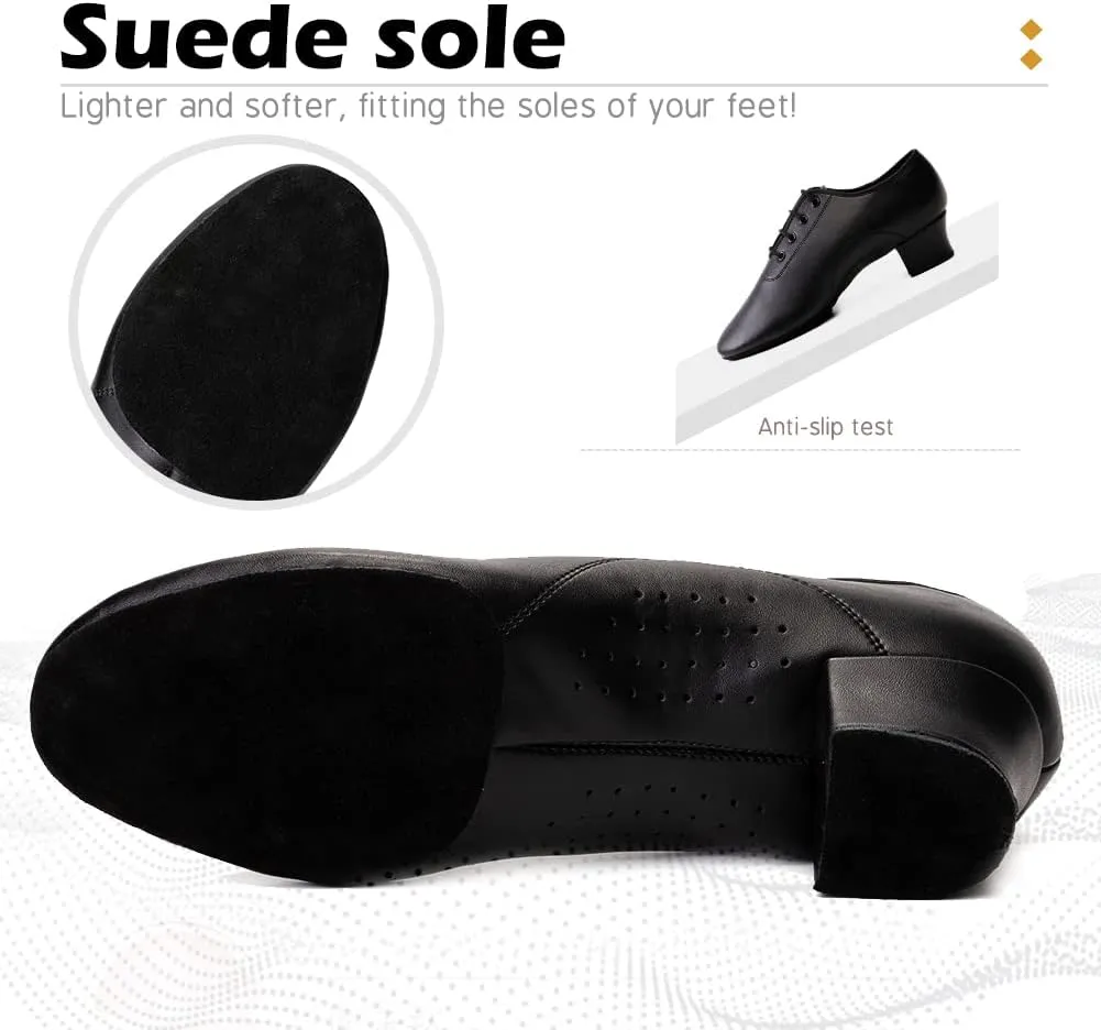 Men's Latin Dance Shoes Lace-up Boys Ballroom Shoes Tango Waltz Salsa Modern Dance Performance Professional Shoes