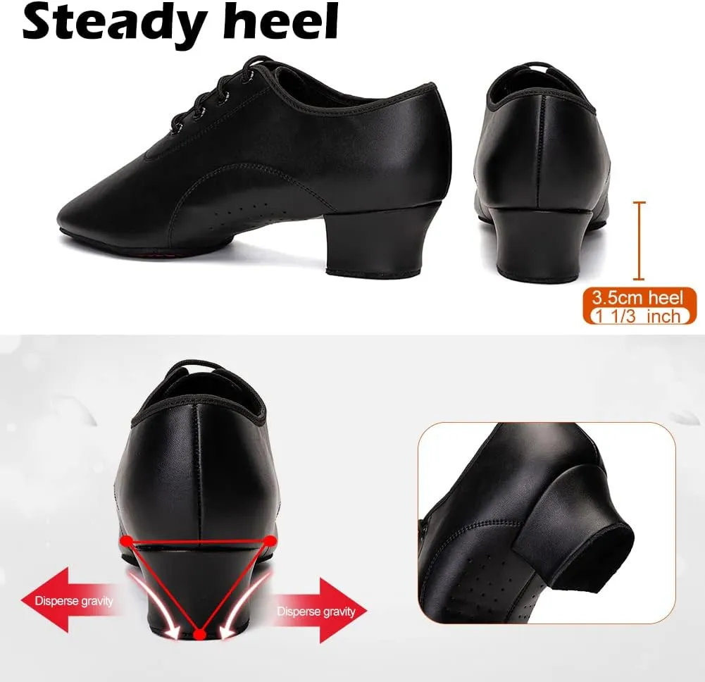 Men's Latin Dance Shoes Lace-up Boys Ballroom Shoes Tango Waltz Salsa Modern Dance Performance Professional Shoes