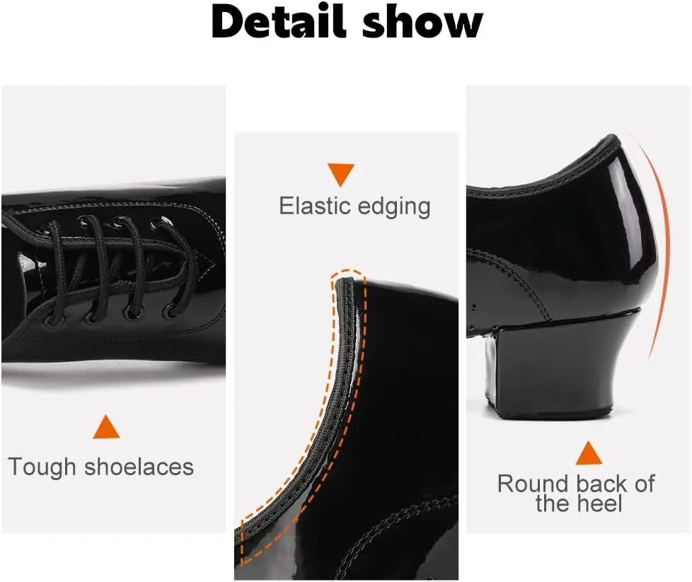 Men's Latin Dance Shoes Lace-up Boys Ballroom Shoes Tango Waltz Salsa Modern Dance Performance Professional Shoes