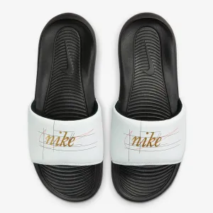 Men's Nike Victori One "Retro Logo" Print Slides (Summit White/Orange/Metallic Gold/Black)(CN9678-103)