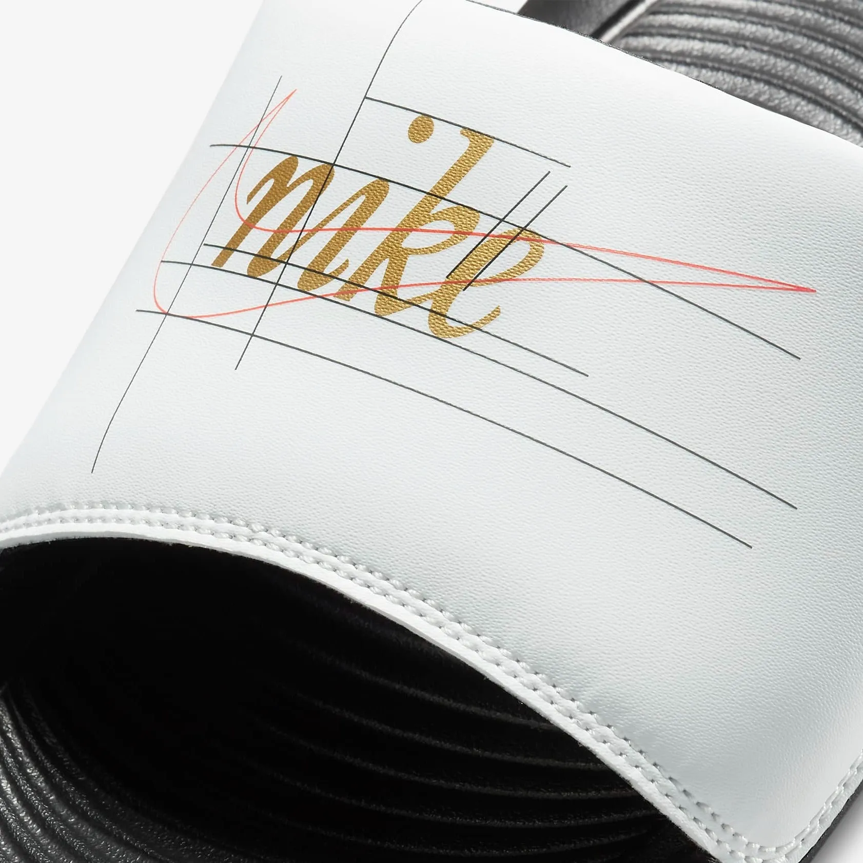 Men's Nike Victori One "Retro Logo" Print Slides (Summit White/Orange/Metallic Gold/Black)(CN9678-103)