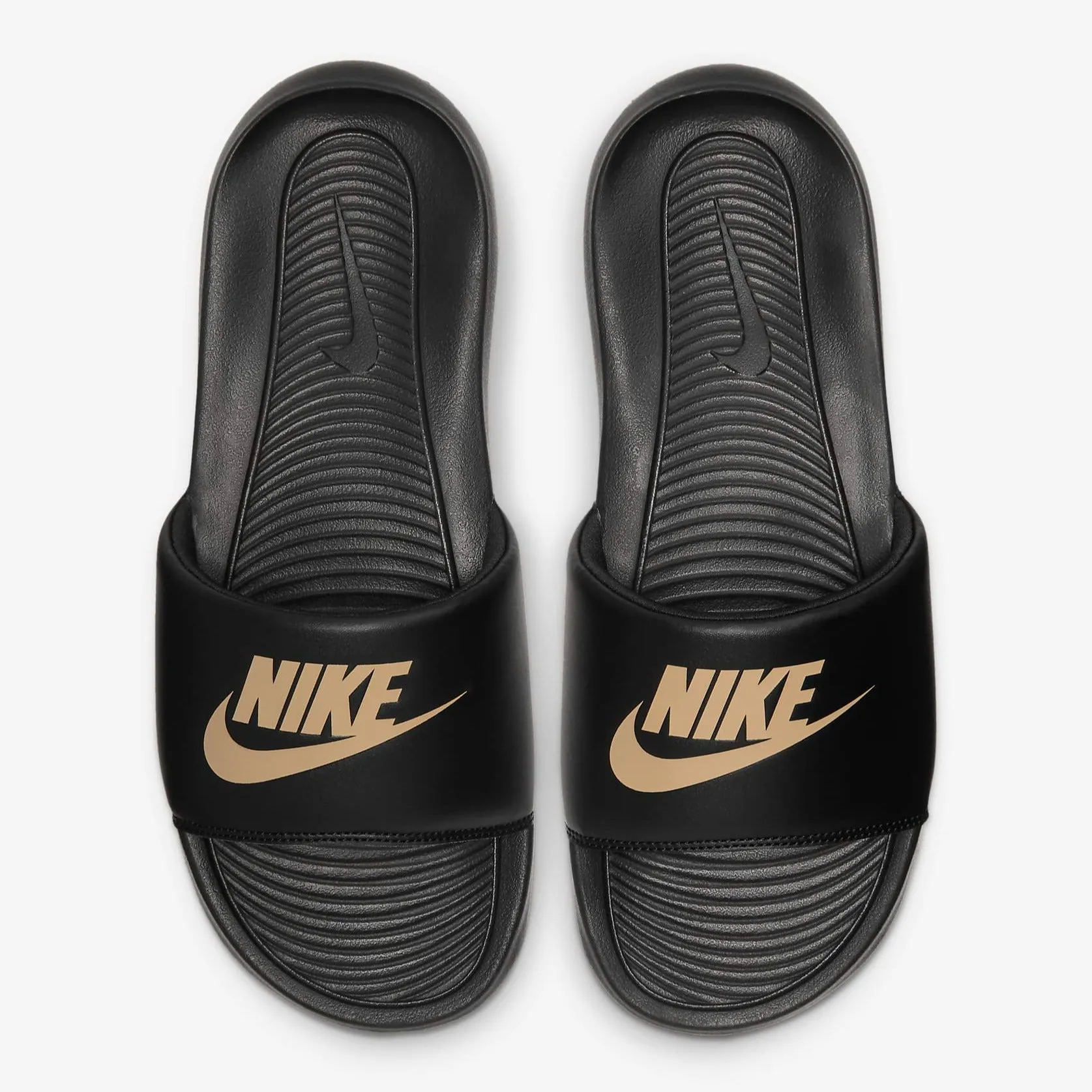 Men's Nike Victori One Slides "Black Metallic Gold" (CN9675-006)