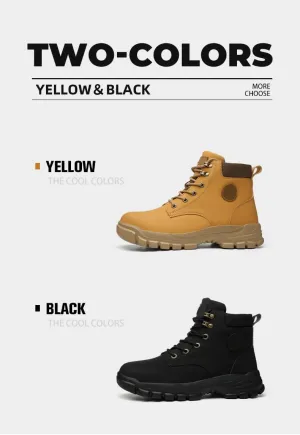 Men's Smash and Stab Resistant Work Safety Shoes, Steel Toe Sneakers Unisex Waterproof Fireproof Flower Outdoor Boots