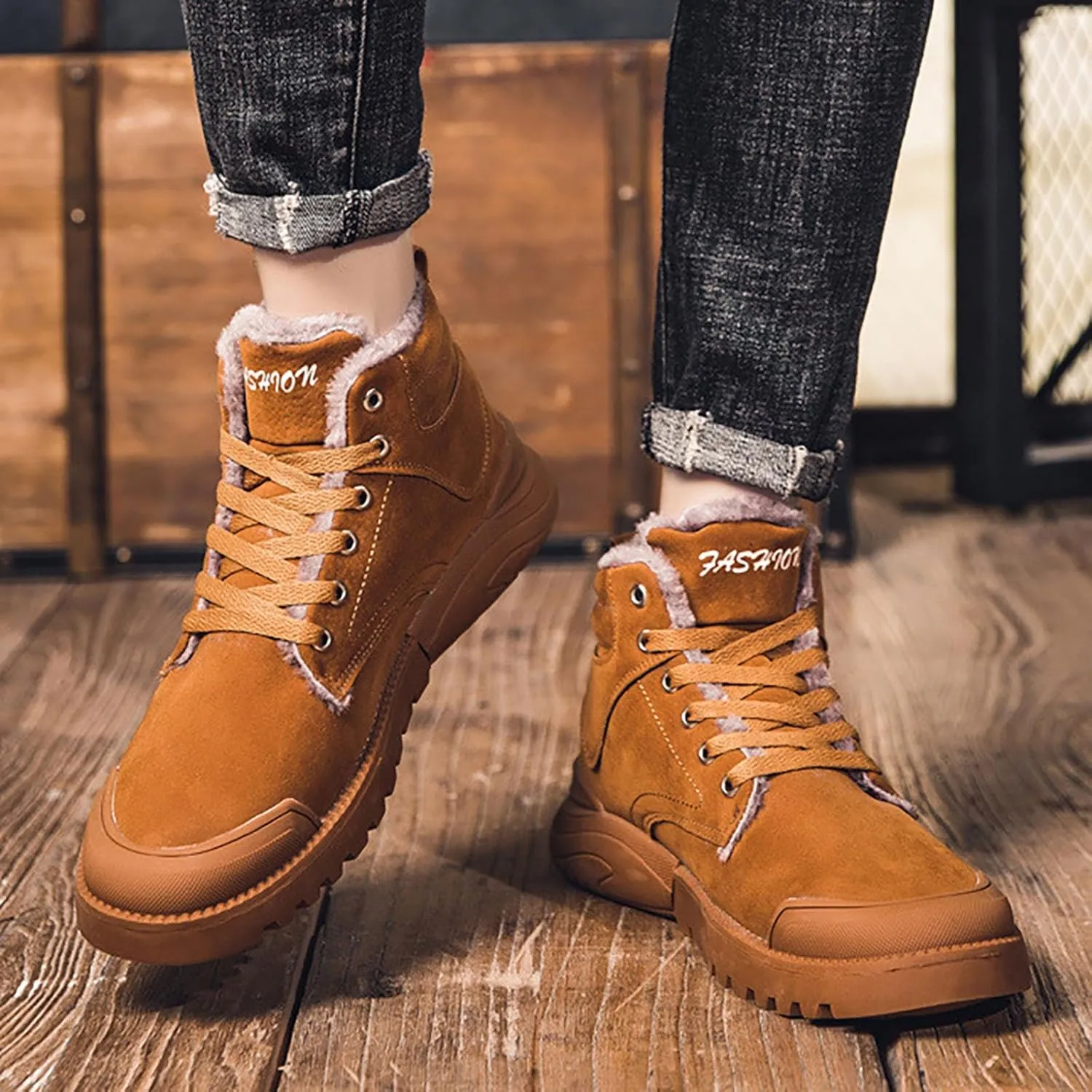 Mens Work Boots Slip On Hiking Sneakers Fur Lined Ankle Boot Women Safety Toe Shoes Slip Resistant Composite Safety Toe Waterproof Industrial Casual Hike Grounded Footwear