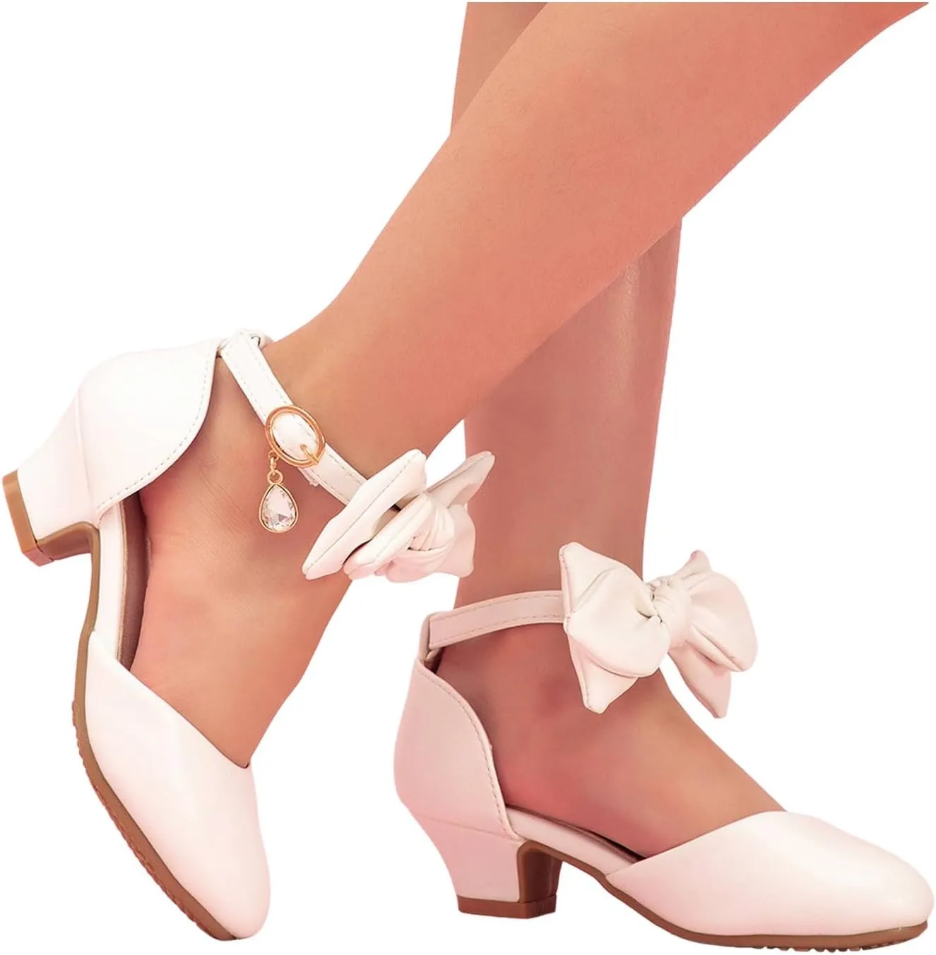 Open Toe Sandals Girls Princess Shoes Little Girl Hollow Bow Sandals Children Dance Performance Dress High Heels