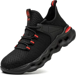 ORISTACO Steel Toe Work Safety Shoes, Breathable Lightweight Non-Slip Cushion