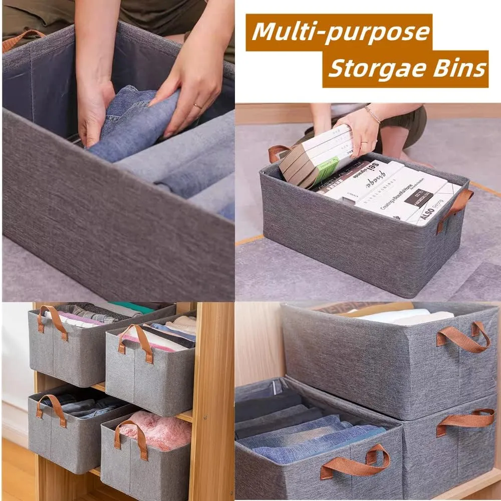 Pack of 3 Large Capacity Storage Bins Closet Organizer System, Sturdy Foldable Storage Boxes
