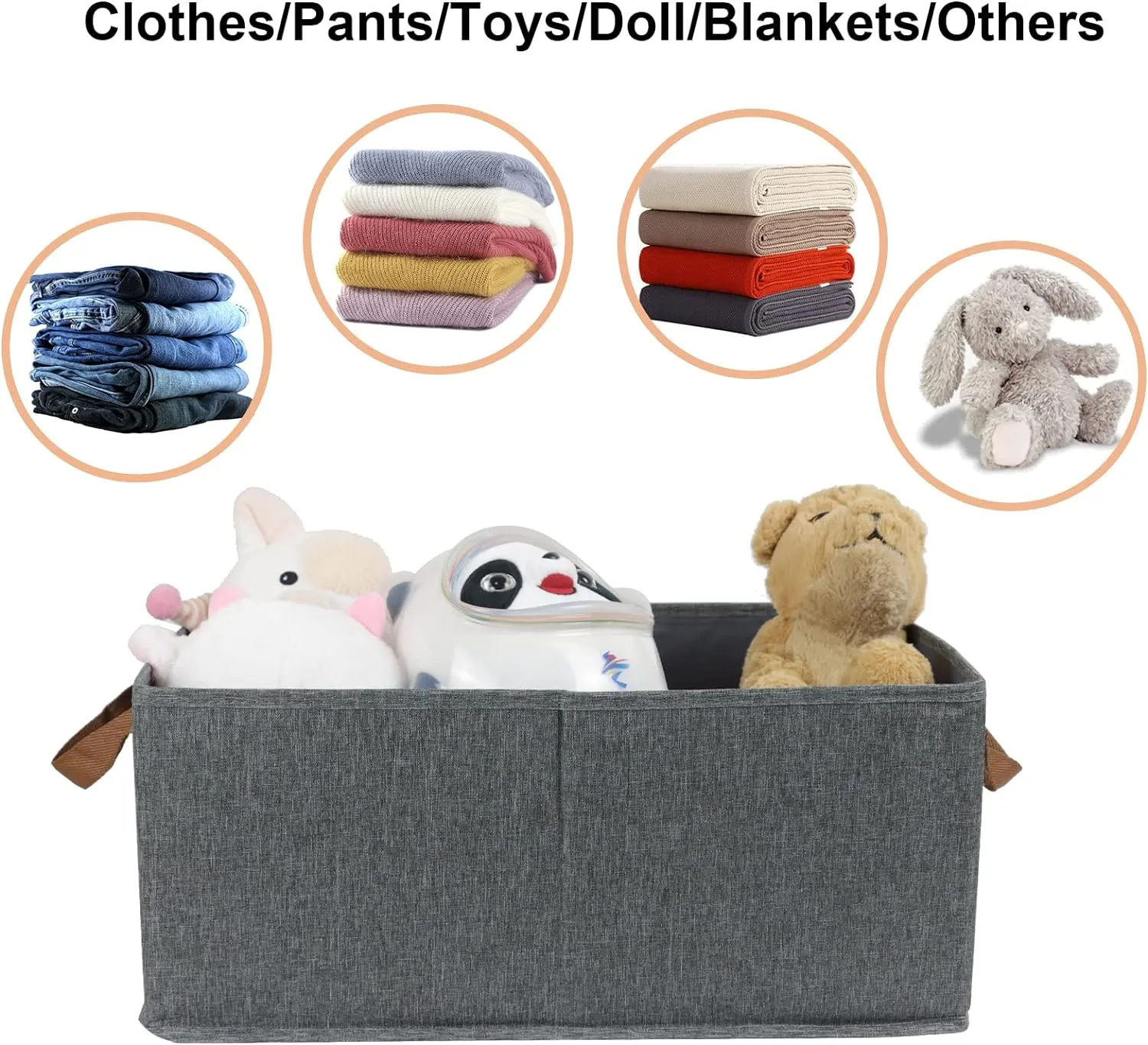 Pack of 3 Large Capacity Storage Bins Closet Organizer System, Sturdy Foldable Storage Boxes